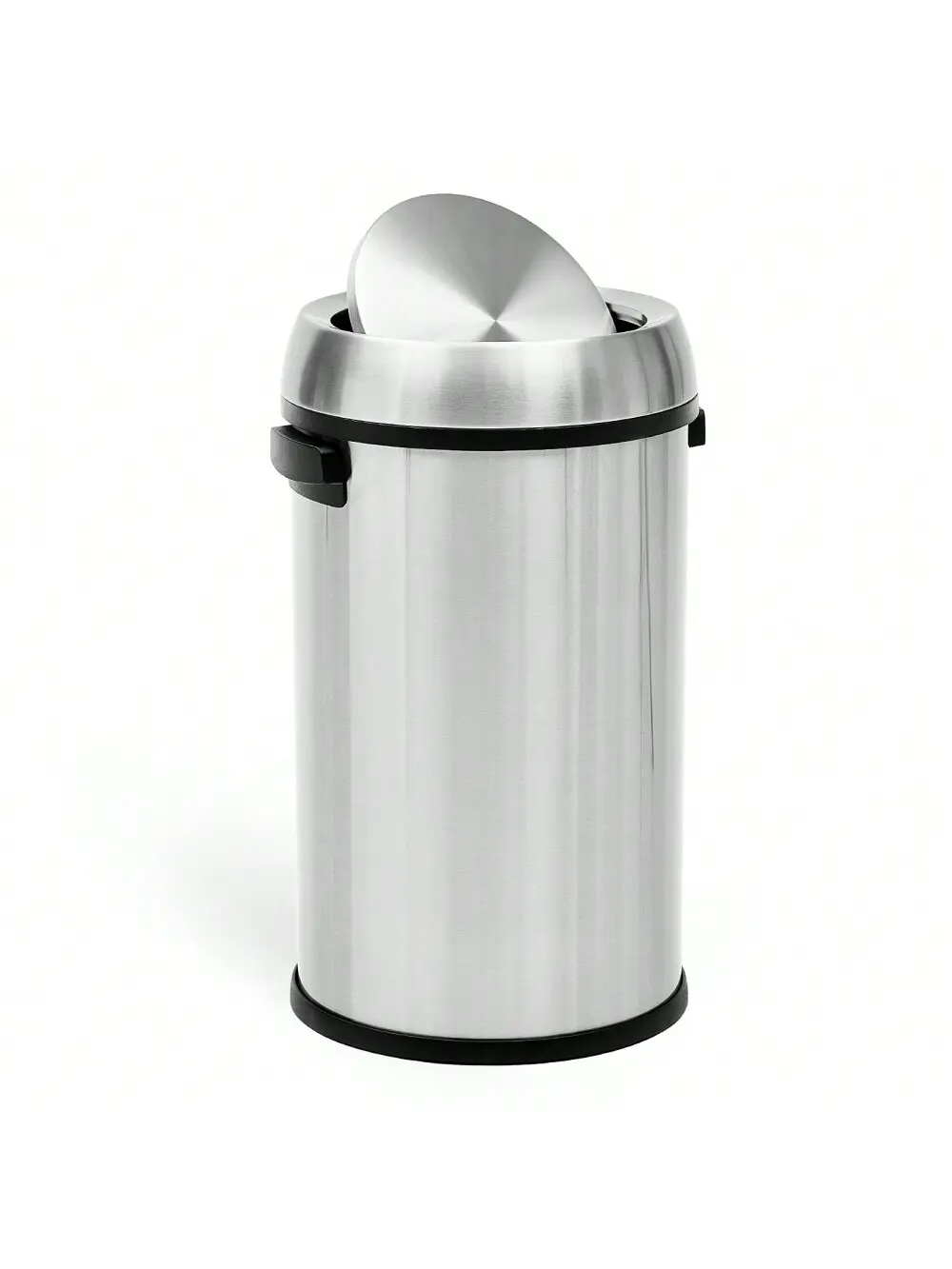 【Christmas Gift】Stainless Steel 65 Liter/17 Gallon Trash Can with Swing Lid, Commercial Grade Heavy Duty Cylindrical Rubbish Bin for Home Office, Restaurant Hand