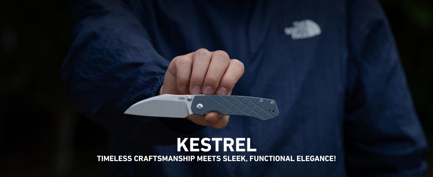 CJRB Kestrel Folding Pocket Knife with 3.31'' AR-RPM9 Steel Blade, G10 Handle EDC Knife for Men Women Outdoor Survival Camping Hiking, Designed by Ray Laconico
