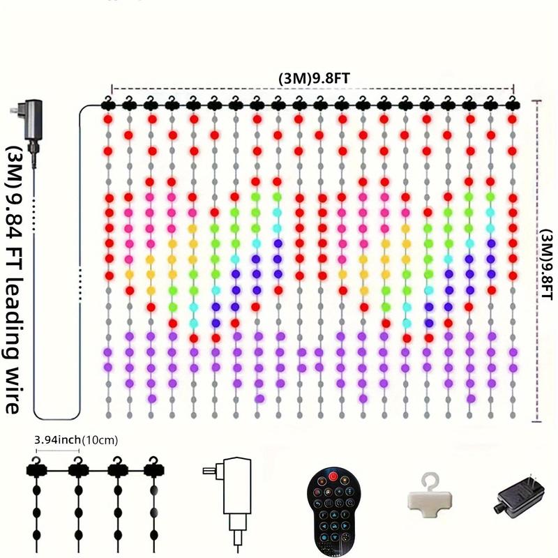 NEXillumi July 4th Smart LED Curtain Lights USB Powered with App & Remote Control for Party Window Wall Garden Camping Photo Background Water Proof Star Set