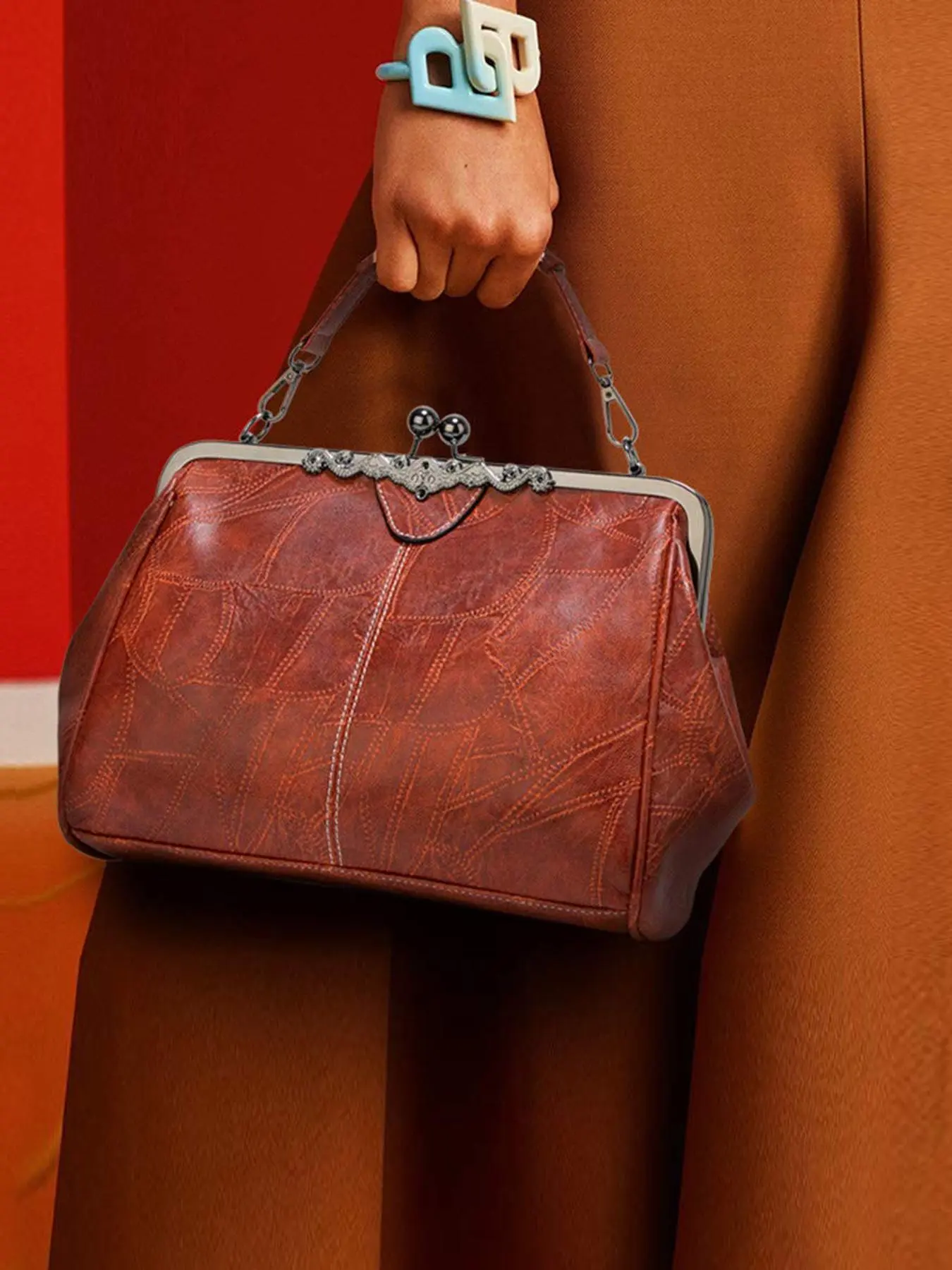 Women's Elegant PU Leather Handbag, Trendy Gorgeous Large Capacity, Chic Vintage Bag for Work & Daily Use, Crossbody Shoulder Bag, Crossbody Fashion Bag, Crossbody Purses