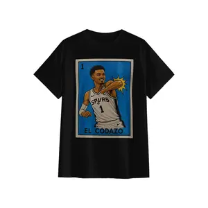 Crazy Hispanic El Codazo Wemby Basketball Player TShirt Spurs Lotería Style Graphic Tee Retro Sports Fan Shirt Vintage Inspired Unisex Tee