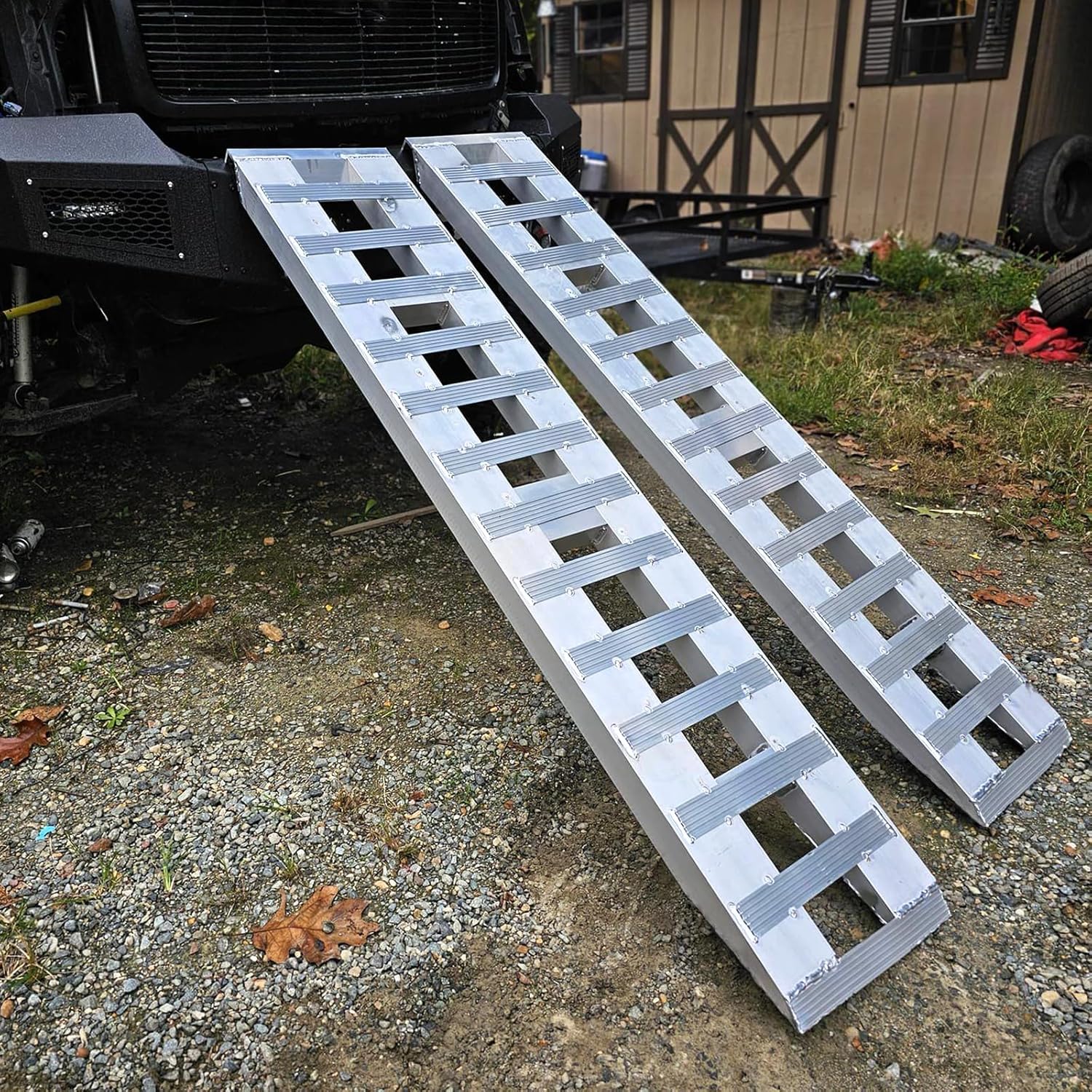 YITAMOTOR 2pcs 6000lbs 60" x 12" / 72" x 15" / 84" x 14" Aluminum Trailer Ramps, Heavy Duty Aluminum Trailer Ramps, Loading Ramps Car ATV Truck Auto Hauler Knife & Hook Ends
