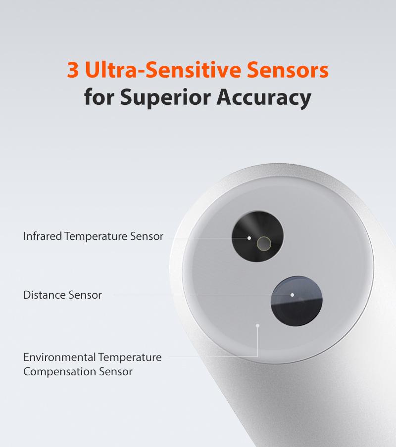 iHealth PT3 No-Touch Forehead Thermometer, 3 Ultra-Sensitive Sensors, Quiet Vibration Feedback, Large LED Digits, Accurate Thermometer Fever for Home Healthcare White