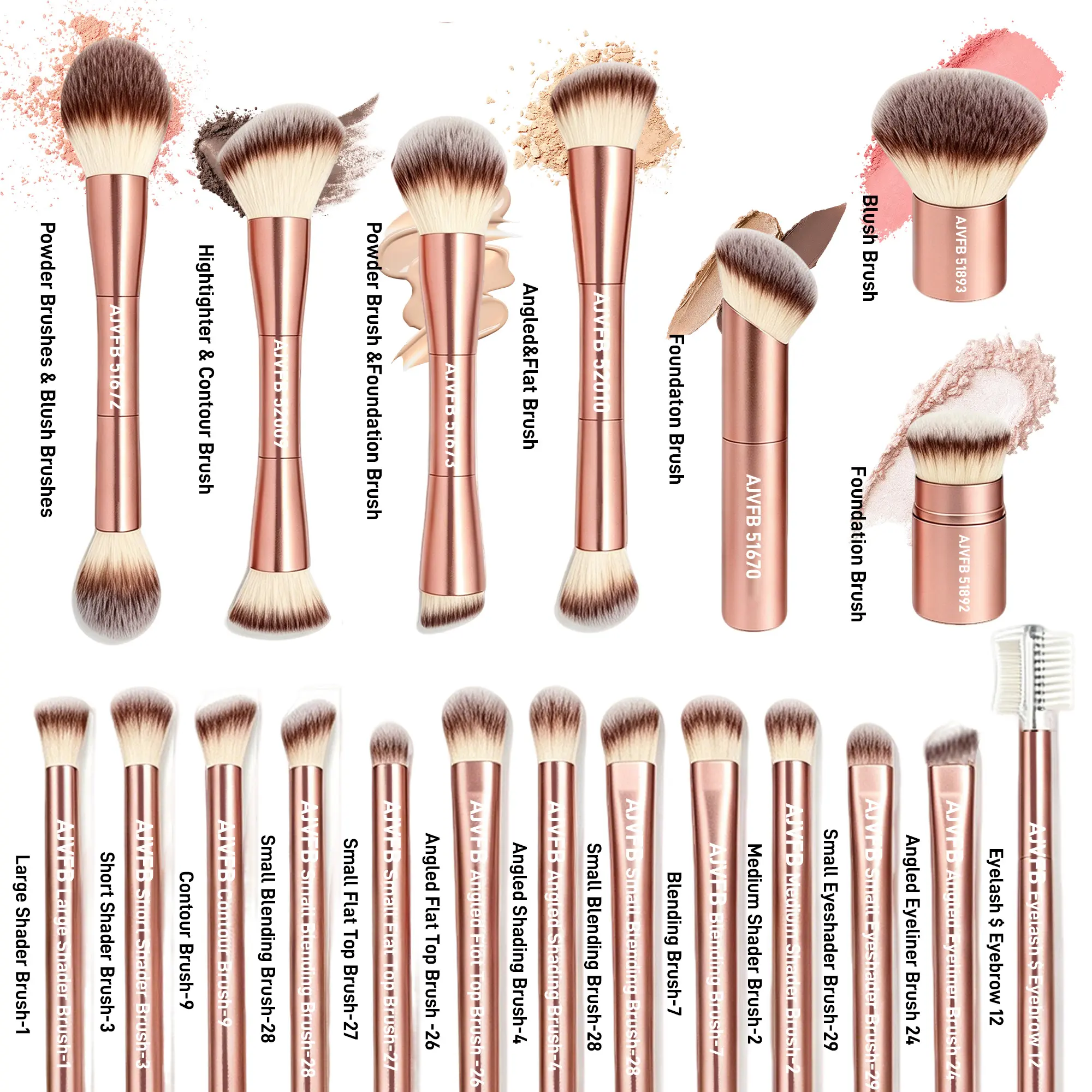 22 Pcs Makeup Brush Set, Foundation Blending Eyeshadow Face Powder Brush Kit with Case, Soft Vegan Hair Professional Makeup Kit for Women Gift