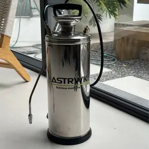 ASTRWK Pump Sprayer，2G Heavy Duty Stainless Steel Sprayer with 20" All-Steel Wand & 4FT Hose for Commercial, Farm, Solvent & Concrete, Includes Viton Seals and Gloves