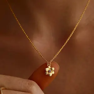 Birthstone Birthflower Necklaces for Women 14K Gold Plated Carnation Pendant Necklace Birth Month Flower Necklace