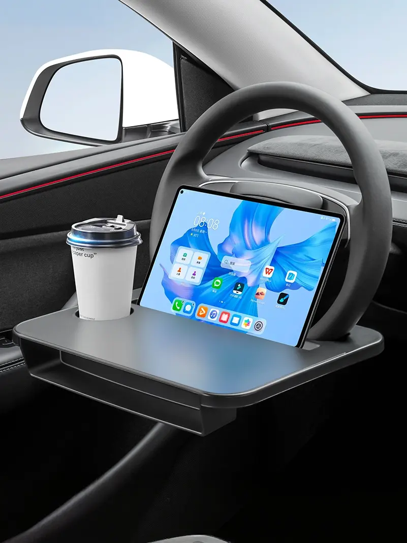 MSTARKE 2-in-1 Steering Wheel Desk-Steering Wheel Tray Table with Seat Gap Filler Organizer Car Food Tray for Driver Car Desk for Laptop & Eating Tesla Model 3 Model Y Accessories Fits Most Vehicles Steering Wheels Birthday's Gift