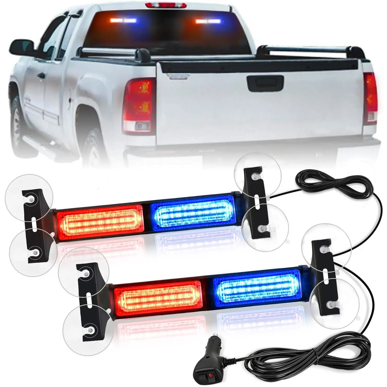 Nilight 40LED Blue Red Strobe Traffic Advisor Light Bar with Suction Cups Dash Safety Working Flashing Lights Interior Front/Rear Windshield for Trucks Construction Vehicles Lightbar Summervibes, Colored Led Strobe Light Bars & Work Lights, Led Bar Light