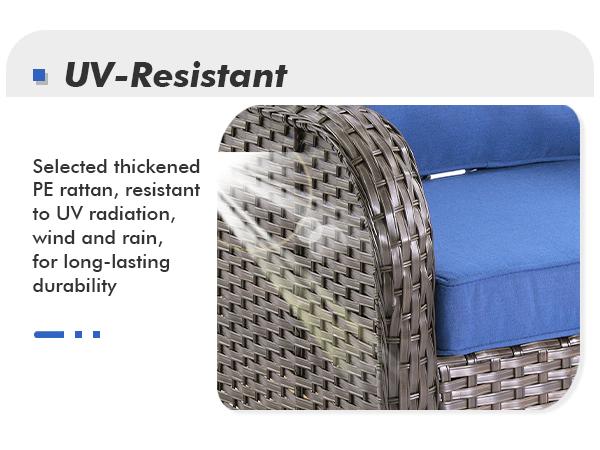 Ovios Patio Furniture Set 3-Piece with Swivel Chair & Side Table, High Back Design, Wicker & Cushion Combo, Easy Assembly, 250 LBS Weight Capacity