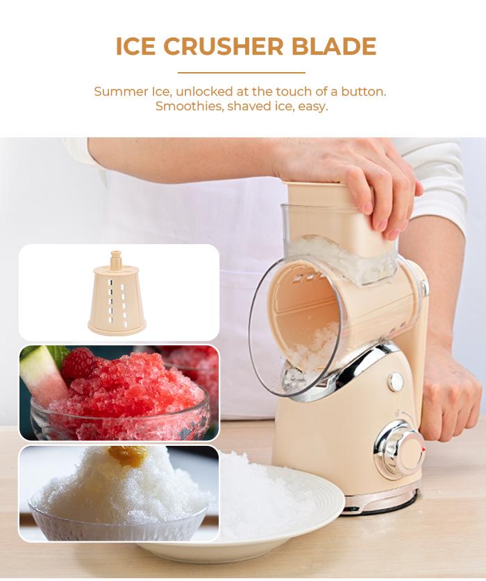 SUSTEAS Rotary Food Cheese Grater with 5 Replaceable Blades, Strong Suction Cup Base, BPA Free, Kitchen Essentials, Kitchen Utensils New Beige Vegetable Cutting Slicer Vegetable Fruit Cutter