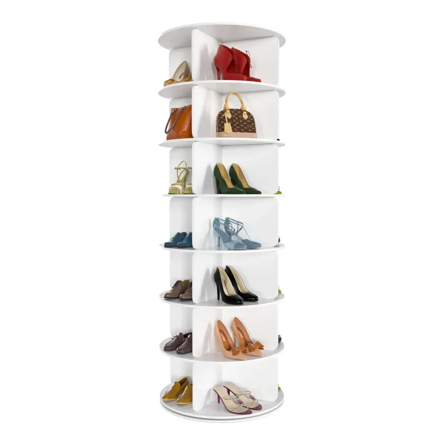 Richland 360° Rotating 7-Tiers Organizer Shoe Rack, Fits 28 Pairs of Shoes, Spinning and Revolving 360 Shoe Rack Storage Round Carousel, for Entryway Living Room Hallway Footwear Organization