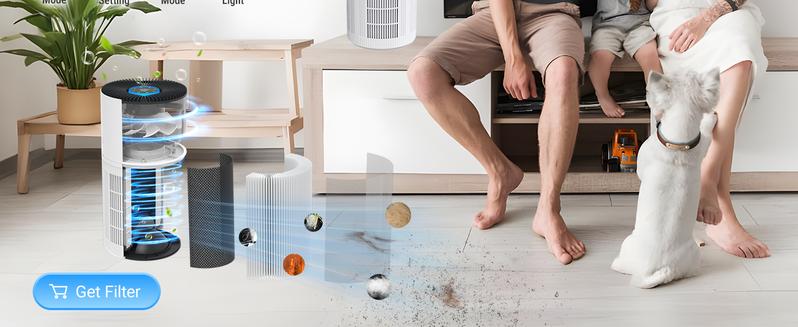 Air Purifiers for Home Large Rooms, Cobectal Air Cleaner with H14 True HEPA 3-in-1 Filter Covers up to 1650ft², Air Quality Sensor, Aroma Function & Sleep Mode, Pet Air Purifier, White