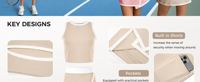 FISOEW Sports Womens 2 Piece Outfits Casual Sleeveless Contrast Color Tank Tops Workout High Waisted Skort Skirts Sets Fashion Minimalist FallFreshness Shorts Clothes,Valentine's Day Gift Recommendations