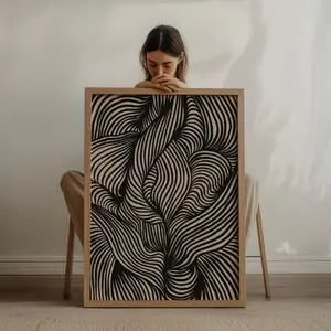 Abstract Lines Art Print Poster, Modern Neutral Aesthetic Wall Decor, Large Minimalist Lines Poster (No Frame)