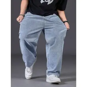 Men'sRelaxedFitJeans-Non-StretchWideLegPantsWithCargoPocket,All-SeasonEverydayCasualTrousersForMen(MachineWashable),VersatileClothing,LooseFit,SturdyConstruction,StreetwearStyle,PLUSSIZE
