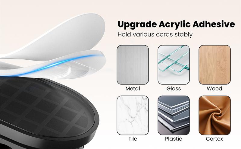 Magnetic Cord Organizer 12 Pack - Adhesive Cable Management Holder for USB Chargers on Bedside Tables Walls & Cars - Versatile & Easy to Use