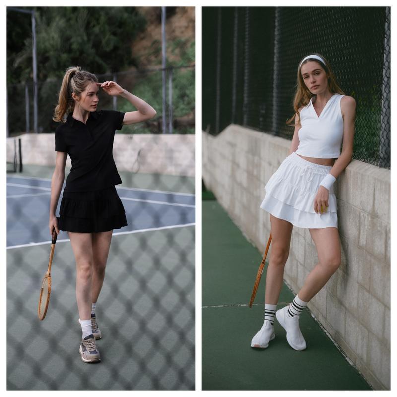 Colorfulkoala Women's Sorona High Waisted Tennis Athletic Skirts about 15" Built-in Shorts with Pockets Golf Skorts Activewear Outdoor