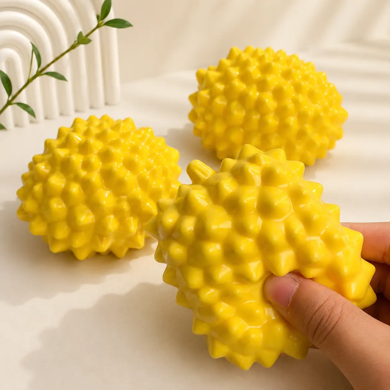 Crunchy Durian Squishy Toy with ABS PVA Building Block Fillings, ASMR Sensory Stress Relief Squeeze Fidget Toy for Kids & Adults