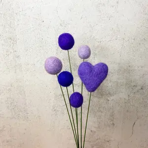 Set of 6 Felt Heart Ball Bouquet Passion for Purple