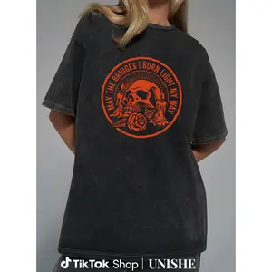 Skull and Quote Unisex Tee – 'MAY THE BRIDGES I BURN LIGHT MY WAY' Design