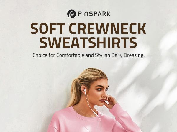 PINSPARK Soft Crewneck Sweatshirt for Women Long Sleeve Lightweight Pullover Yoga Casual Sweatshirts Fall Fashion 2025