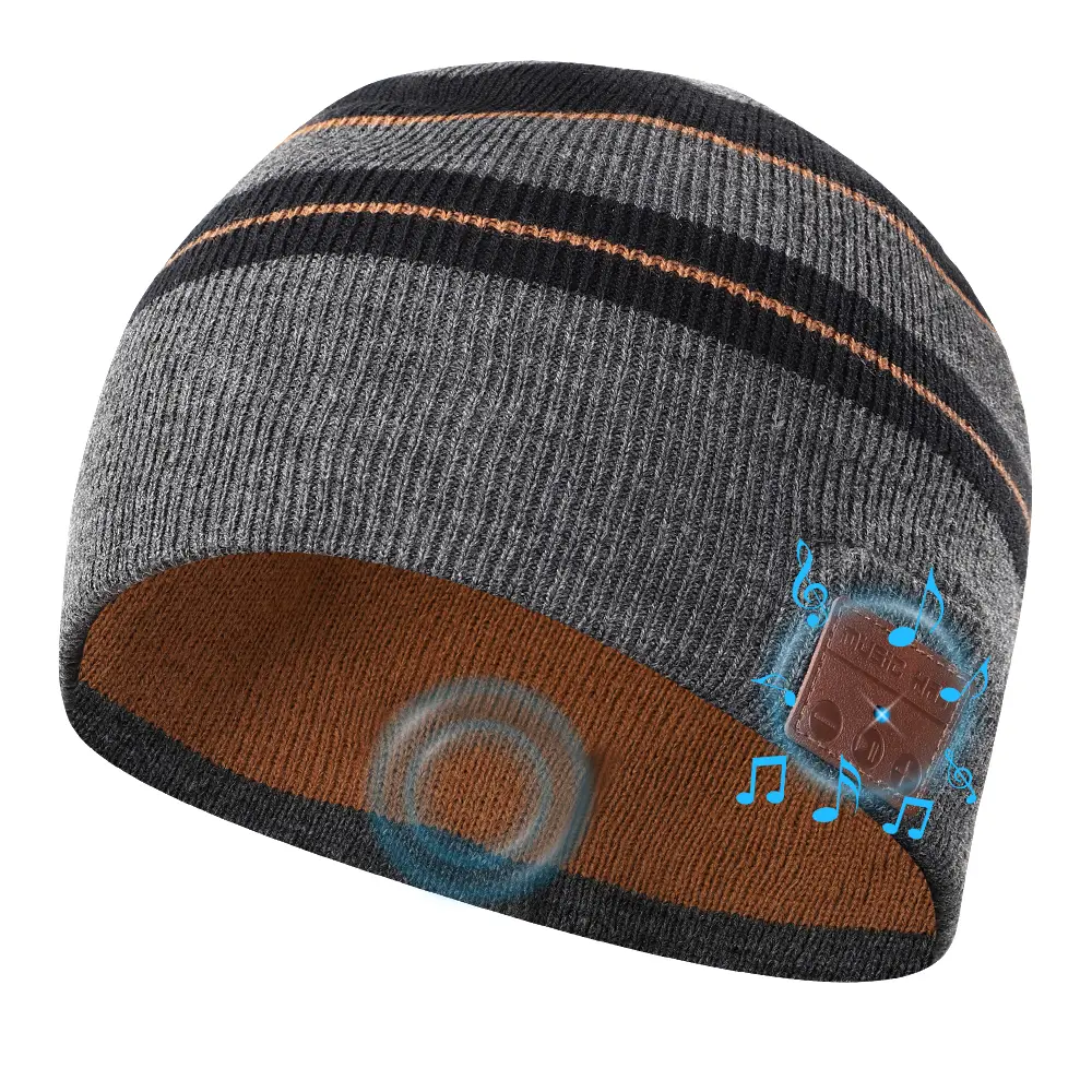 Unisex Bluetooth Beanie, Warm Knit Hat with Wireless Headphones - 10-12H Playtime, Washable, for Outdoor Sports & Skiing, Built-In Headphones, Hands-Free Calling, Knitted Fabric, Machine Washable, Music, Playtime 10-12 Hours, Integrated