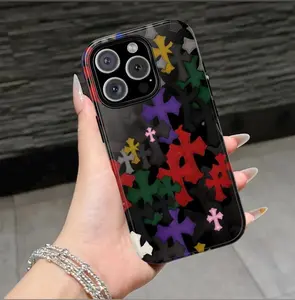 [Gonzales All Day Studio] Luxury Chrome Hearts Pattern Tough Case + FREE GIFT 5-Piece Sticker Set – High-End Gothic Monogram Dual Layer Shockproof Cover for iPhone 7 to 17 Pro Max