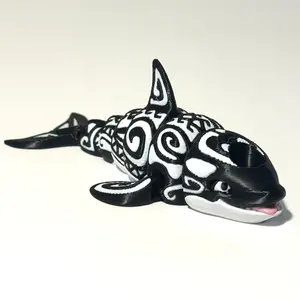 Tattooed Orca Straw Topper - 3D Printed Articulating Figure