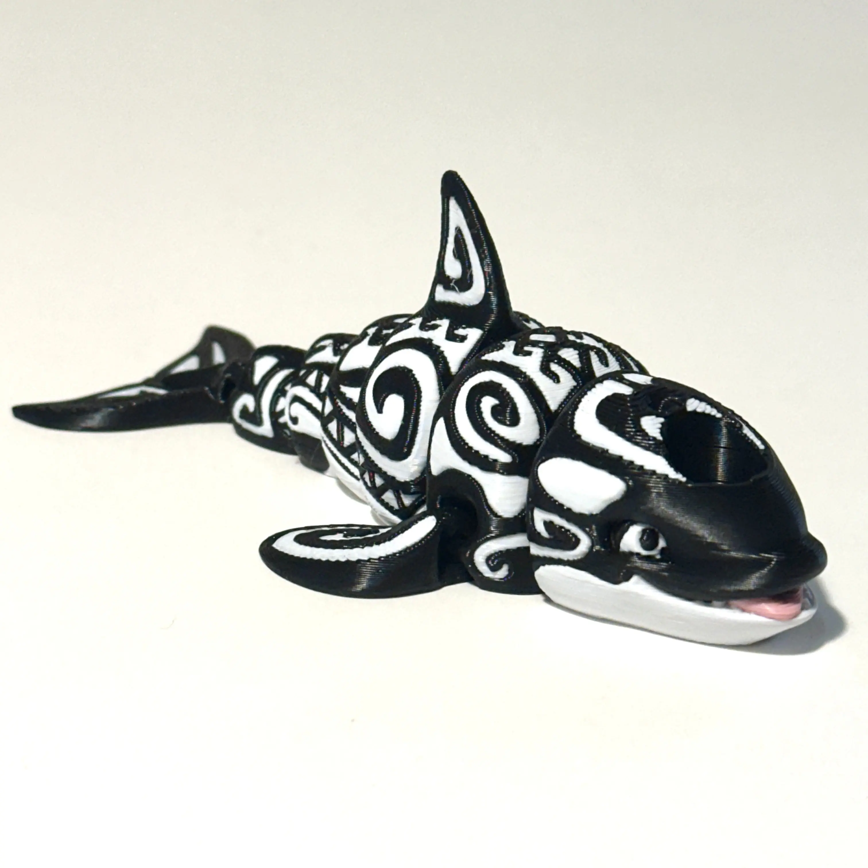 Tattooed Orca Straw Topper - 3D Printed Articulating Figure