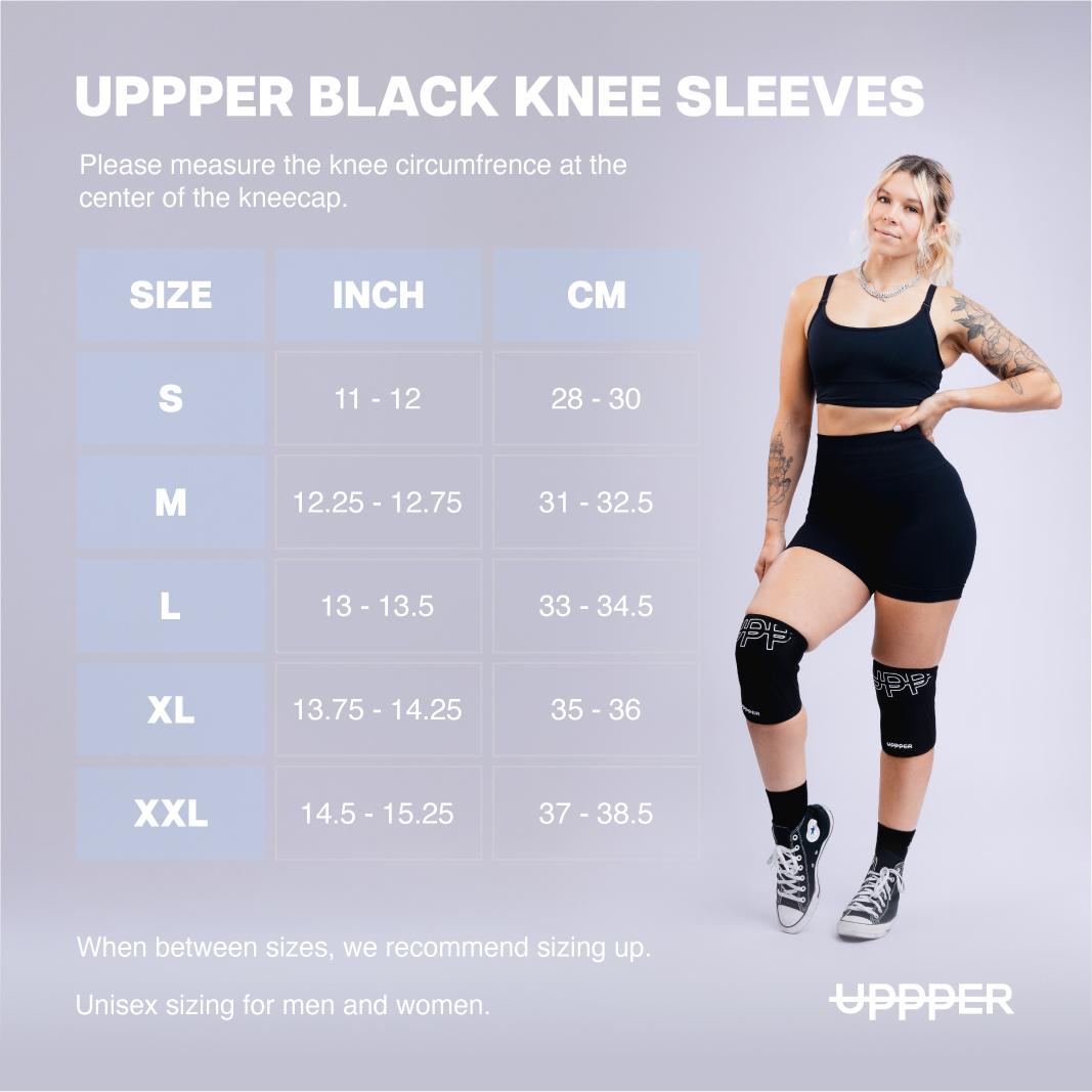 UPPPER Knee Sleeves Black 2.0 - 7mm Neoprene, Support for Squats, Powerlifting & Leg Press, Pair