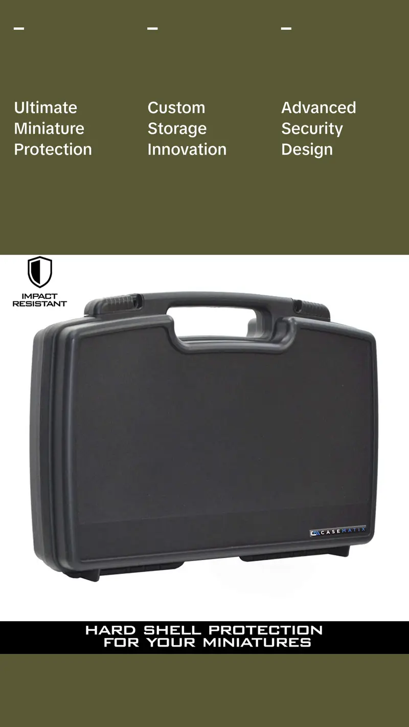 CASEMATIX Miniature Storage Case – Hard Shell Travel Case For Warhammer, D&D, RPG Minis