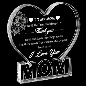 1 Exquisite Rose Acrylic Heart-Shaped Plaque | Classic Style, Multipurpose Gift for Mom, Daughter, Suitable for Thanksgiving, Christmas, Valentine'S Day, Mother'S Day