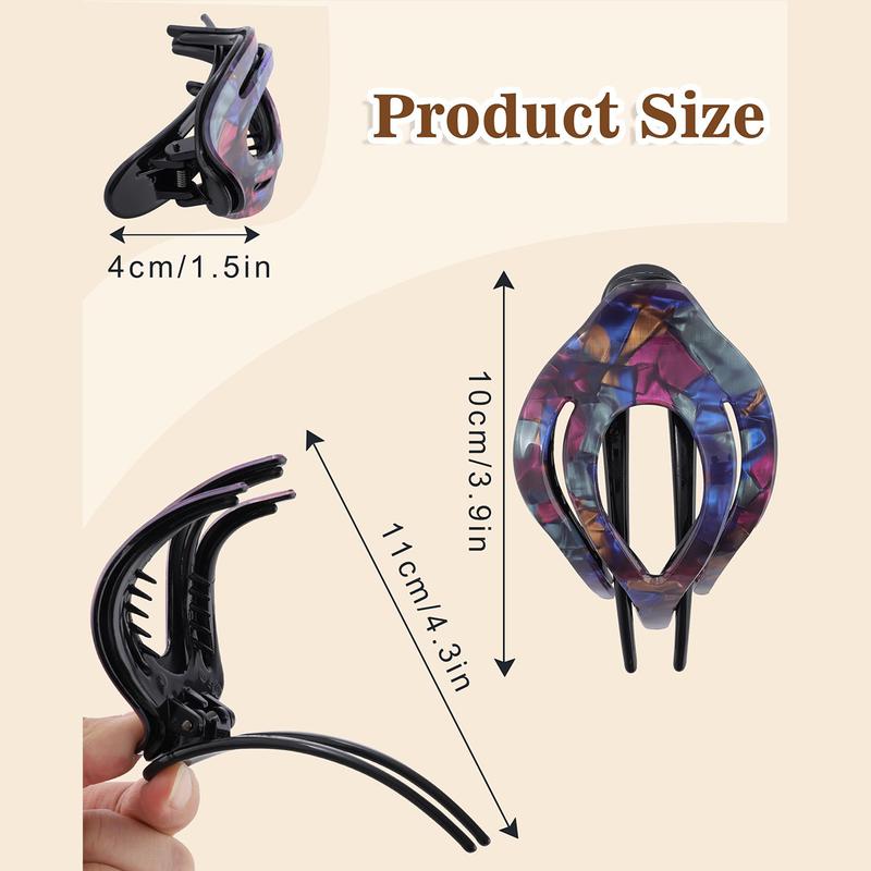 AWAYTR Elegant French Concord Curved Hair Claw Clips Fashionable Acrylic Hair Clips for Women Thick Hair Strong Hold Clips 4Pcs/Set