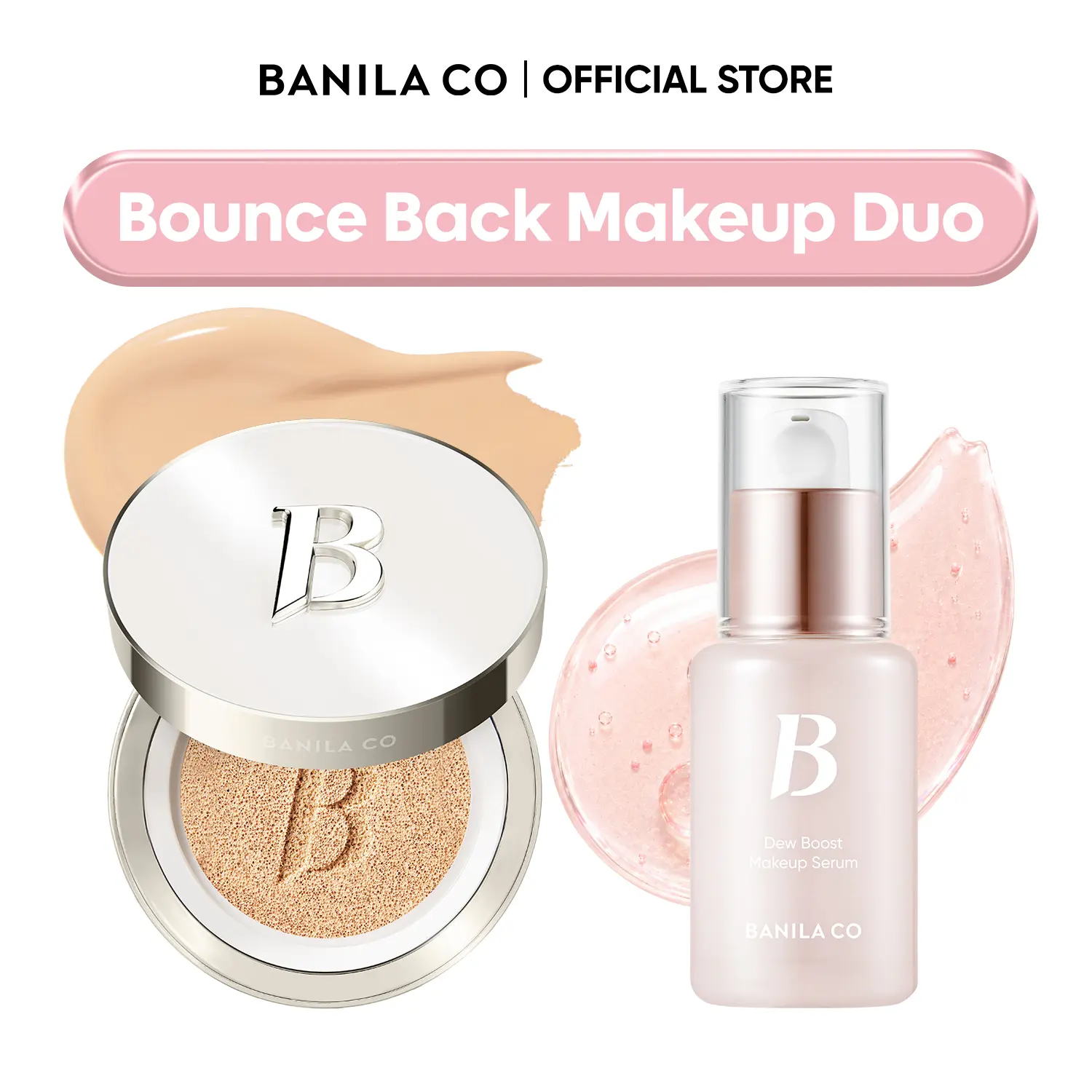 [NEW] BANILA CO Bounce Back Makeup Duo | Base Makeup Serum & Cushion Foundation Set | Hydrating Glow Base Primer + 20 Inclusive Shades Long-Wear Full Coverage Cushion