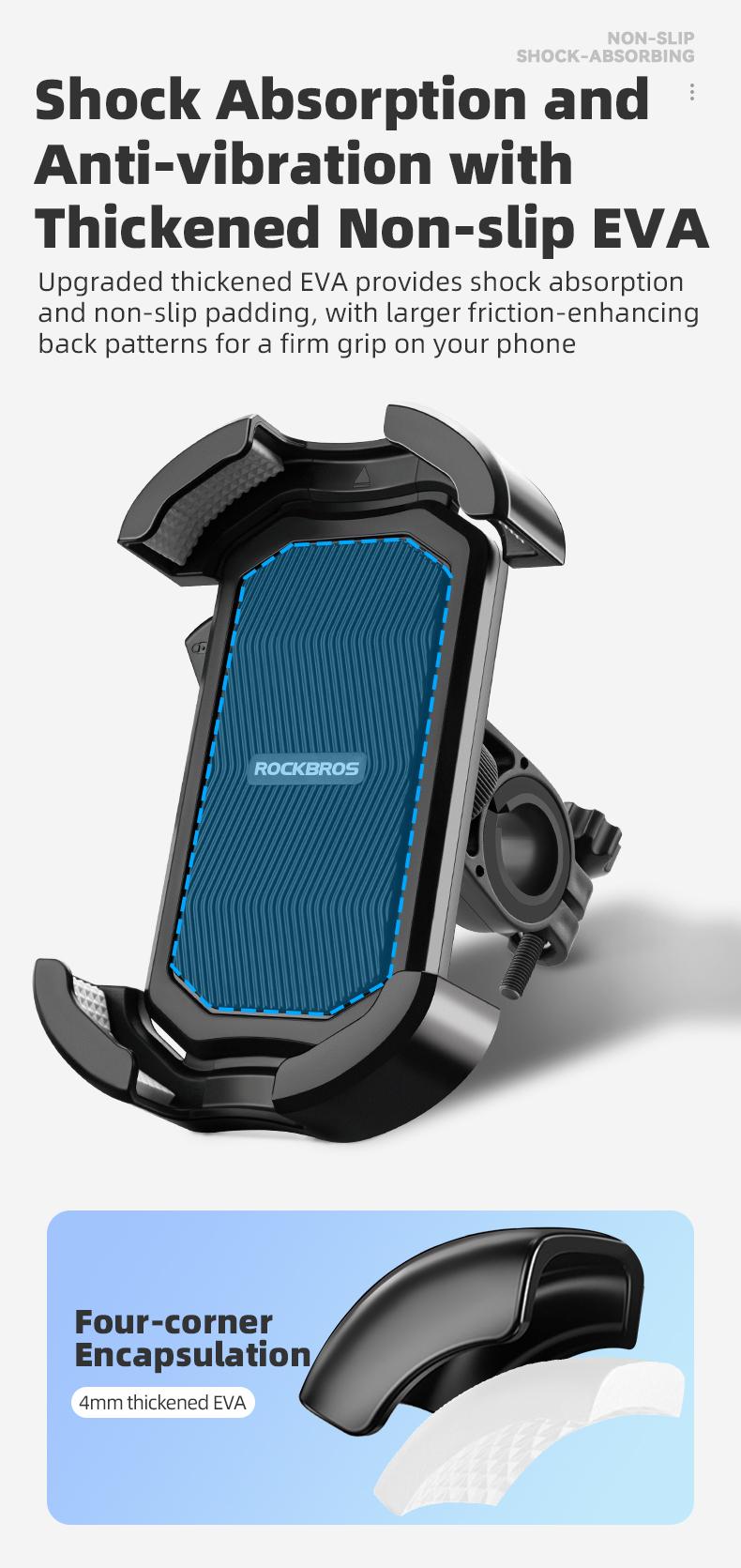 ROCKBROS Motorcycle Phone Mount, Motorcycle Phone Holder with Security Lock, Shockproof Phone Holder for Motorcycle, Adjustable Motorcycle Phone Holder Mount, Suitable for 4.7”-6.8” Phone