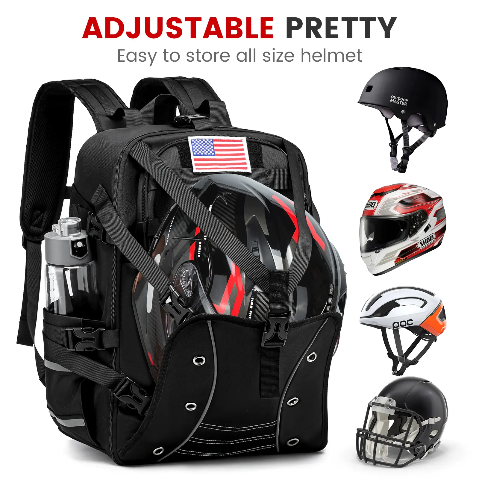 LUXIYIN Men's Multifunctional Motorcycle Backpack - Oxford Cloth, Leakproof, Large Capacity, Multi-Compartment, Adjustable Buckle, Helmet Hold, Comfortable, Hand Wash Only, EDC Gear, Motorcycle Accessories, Universal Size, Adventure Motorbike Luggage Bag,