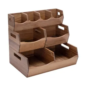 4-Piece Stackable Acacia Bin Set