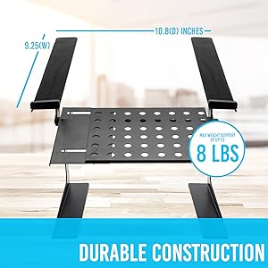 DJ Mixer and Laptop Stand - 6.3 to 10.9 Inch Standing Table Monitor or Computer Desk Workstation Riser with Shelf Storage and Height Alignment for DJ, PC, Gaming, Home or Office