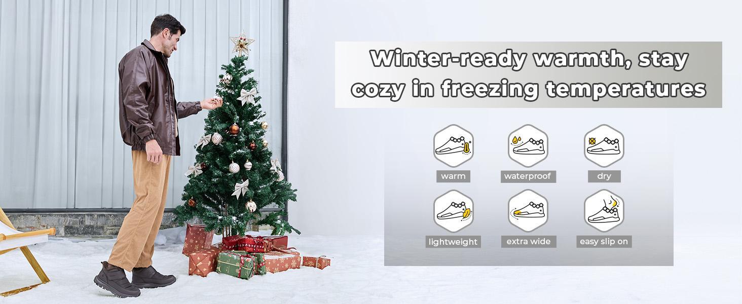 FitVille Men's Extra Wide Snow Boots Winter Shoes with Fur Lining Waterproof Heat Lock Technology for Outdoor Comfort & Traction