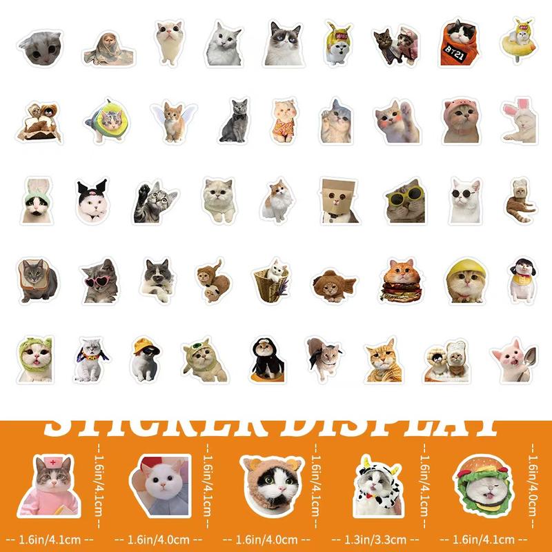 100 Pieces Funny Cat Stickers,Cute Cats Meme Stickers for Water Bottle Laptop, Pet Cat Decal for Luggage Skateboard Bicycle, Vinyl Kitty Animals Sticker