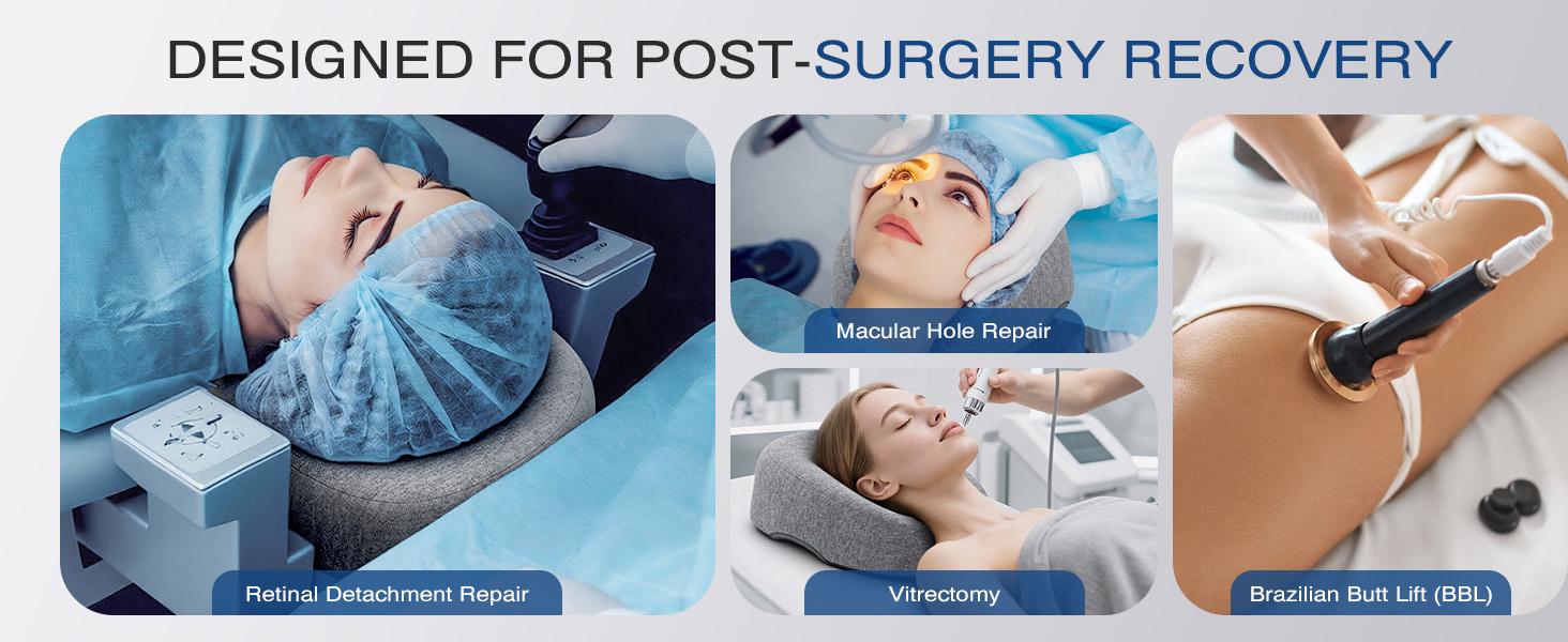 Benazcap Face Down Pillow for Massage Table Memory Foam for Prone Down Sleeping BBL Pillow After Eye Surgery Vitrectomy Recovery Face Cradle Massage Headrest for Bed Gray