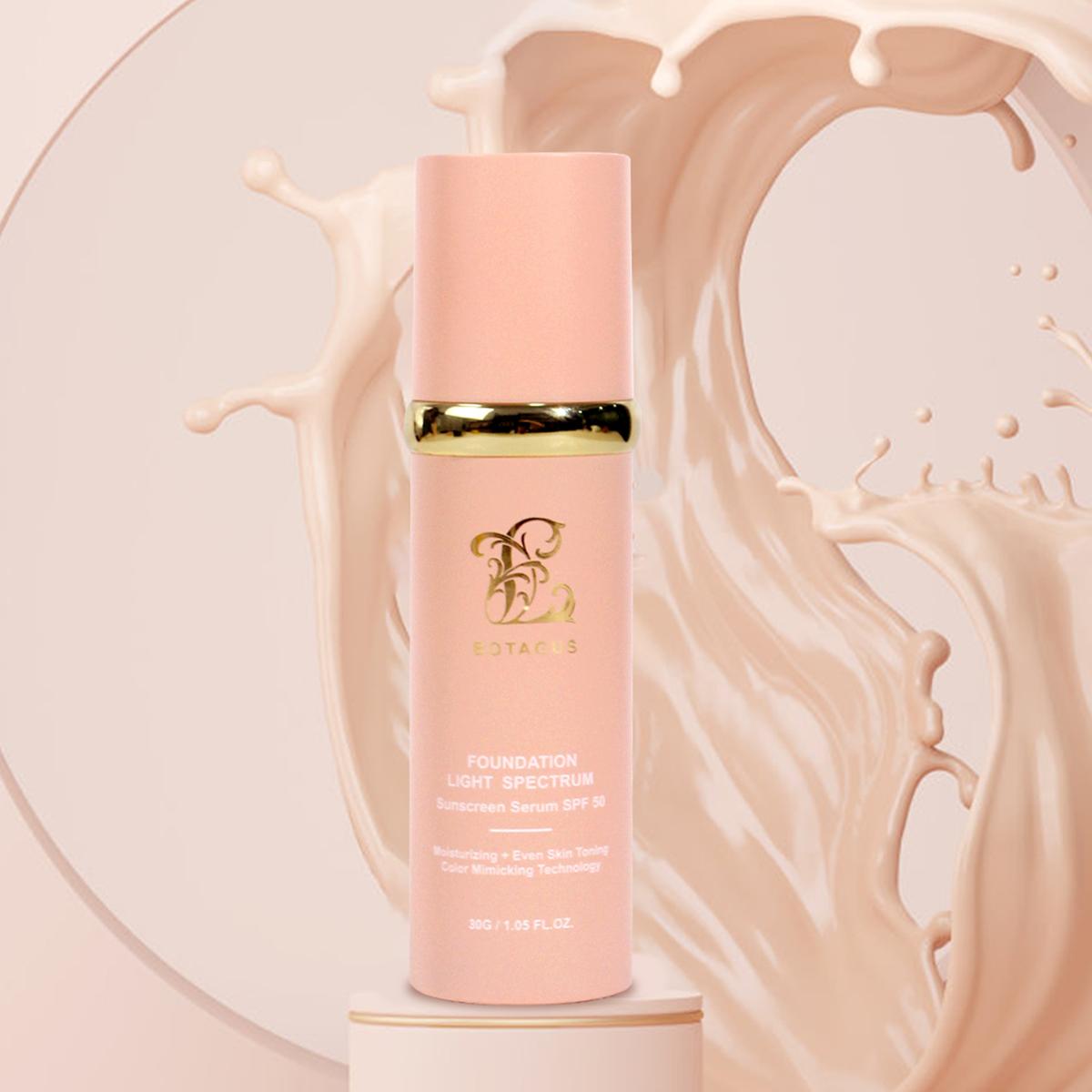 BOTAGUS Foundation 4 in 1 – Light Spectrum, SPF50 Sunscreen Protecting from Sun; Flawless Concealer Coverage for Even Skin Toning; Moisturizing Lightweight Longwear Makeup for Gym, Sports, Dancing; Color Mimicking Technology, Daily Nourishing Blemish Care