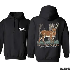 Dixie Creek Outdoors Hoodie - Deer Hunting Design Camo Country Style Soft Cotton Blend Unisex Sweatshirt for Men & Women Comfortable Casual Wear