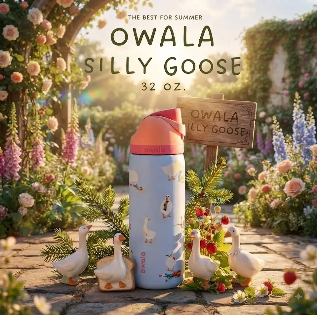 Owala Silly Goose 32oz FreeSip Water Bottle Sweet Aesthetic Design Leak Resistant Stainless Steel Hydration Cup Gift for Women