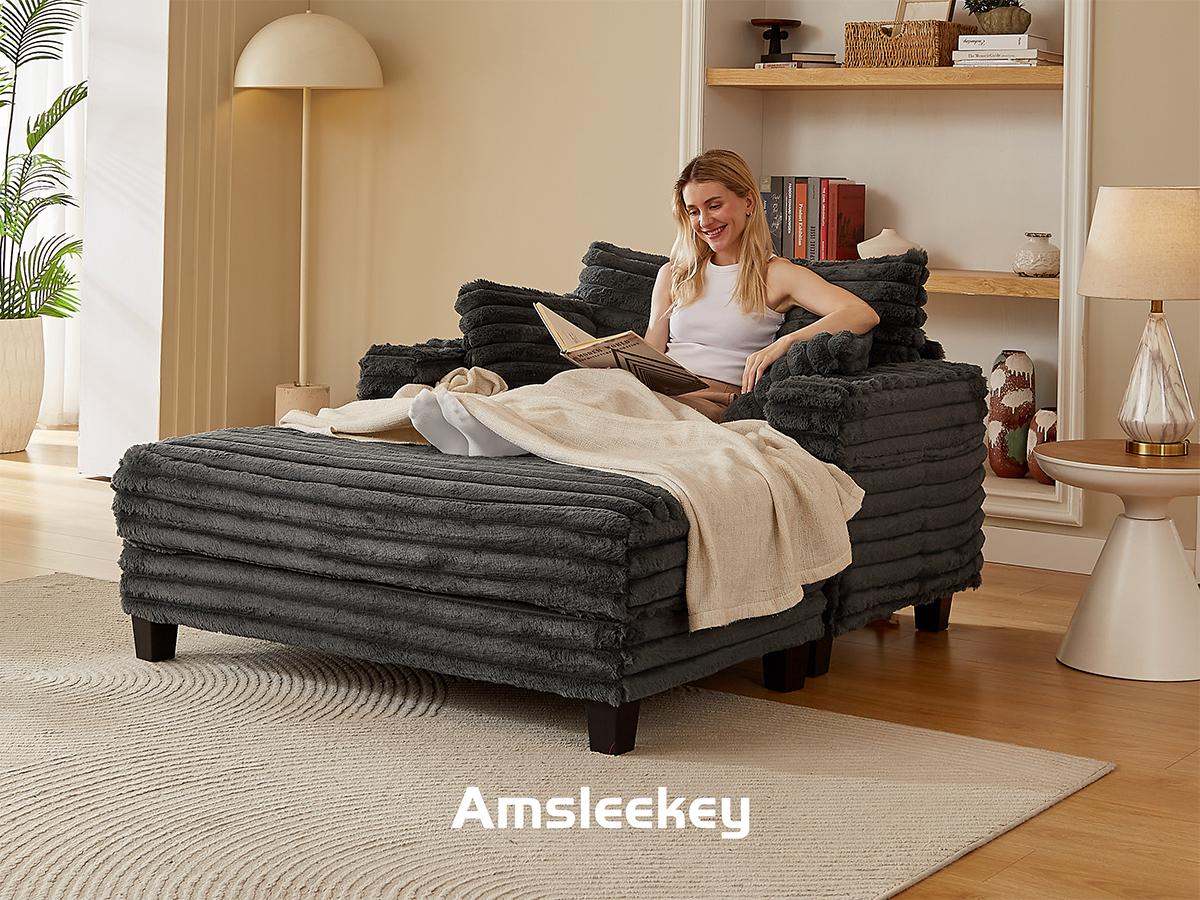 Amsleekey Oversized Corduroy Lounge Chair – Extra Deep Chaise Sofa for Reading, Napping & Living Room Relaxing Amsleekey Oversized Corduroy Lounge Chair – Extra Deep Chaise Sofa for Reading, Napping & Living Room Relaxing