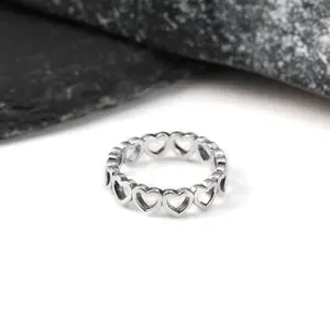 1 simple and unique 925 silver plated Tiny Hearts Ring, exquisite gift for women--Size5-10inch- wedding