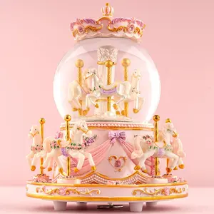 You are My Sunshine Snow Globe Music Box Daughter Birthday Gifts for Women Girls Friend Sister, Christmas Xmas Valentine Snow Globe Granddaughter Carousel Horse Music Box Gifts