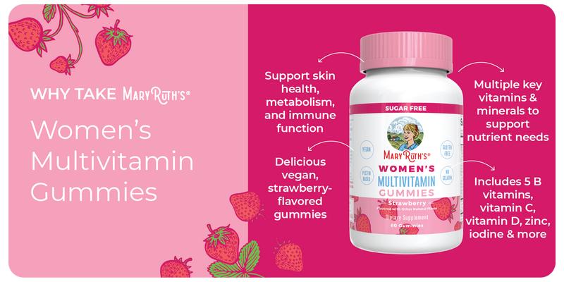 MaryRuth's Multivitamin Gummies for Women - Metabolism - Skin Health - Immune Support - Essential Nutrients - Sugar Free - Vegan - 30 Servings