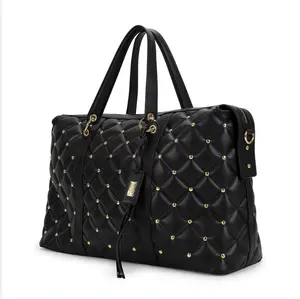 Quilted Travel Tote Weekender Bag with Spacious Interior, Stylish Carry-On for Short Trips