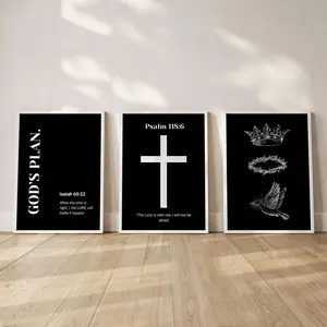 Black Christian Wall Art, Minimalist Bible Verse Prints, Christian Girl Room Decor, Home Decor